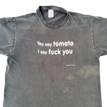 Load image into Gallery viewer, Vintage 1999 Thrashed Faded Black You Say Tomato T-Shirt
