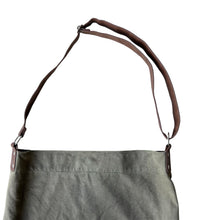 Load image into Gallery viewer, Vintage Olive Green Canvas Xtra Large Crossbody Bag With Adjustable Strap
