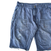 Load image into Gallery viewer, Vintage Faded Gray Thrashed Carhartt Double Knee Cutoff Shorts
