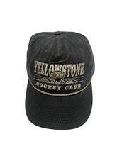 Load image into Gallery viewer, Vintage 1990s Faded Black Yellow Stone Hockey Club SnapBack Hat
