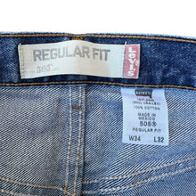 Load image into Gallery viewer, Vintage Paint Splattered Released Hem Levis 505 Jeans
